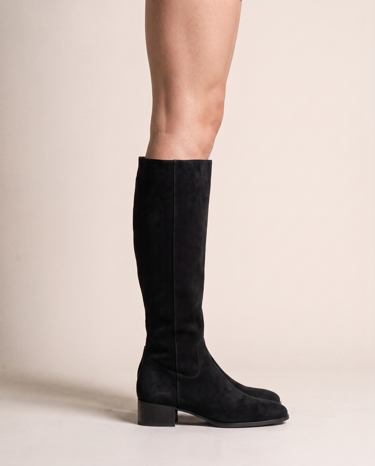 Knee-High Boots with Cushioned Footbed and Side Zipper — worn, side profile