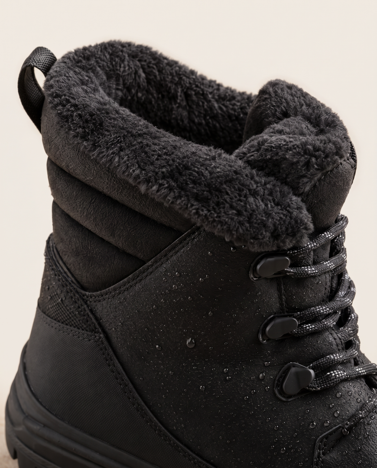 Women's Snow Boots with Plush Lining and Non-Slip Sole — plush cuff and lacing detail