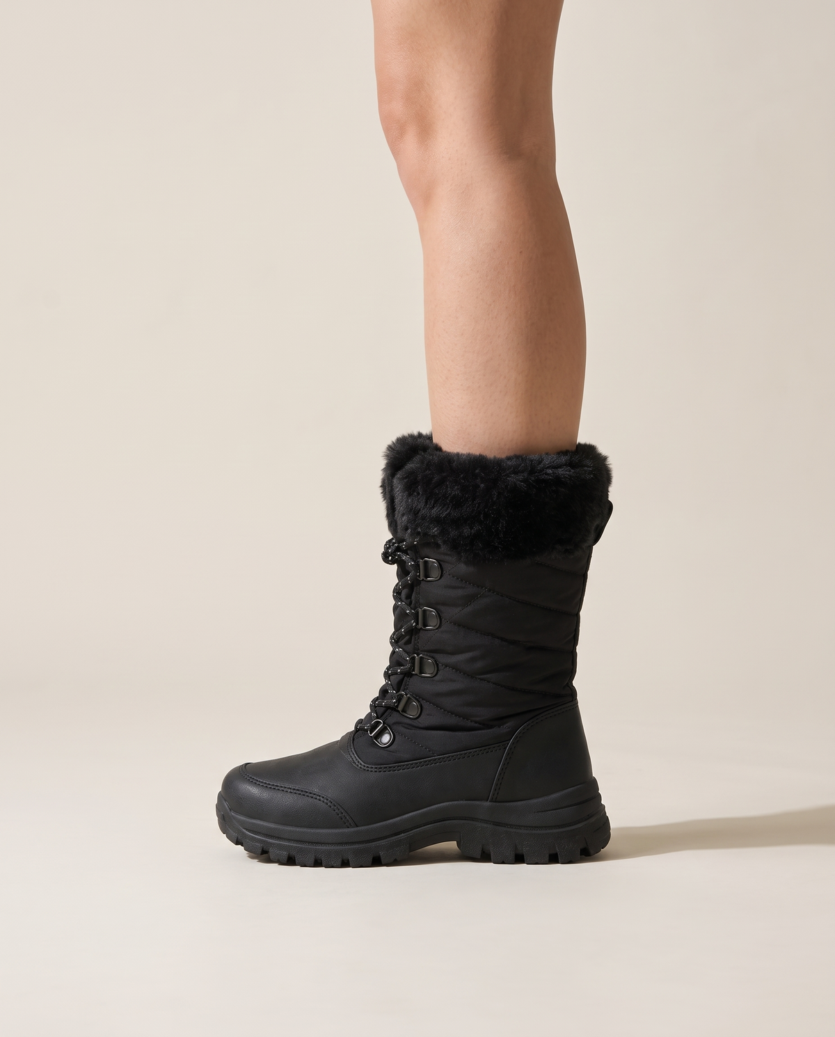 Women's Snow Boots with Plush Lining and Non-Slip Sole — worn, side profile