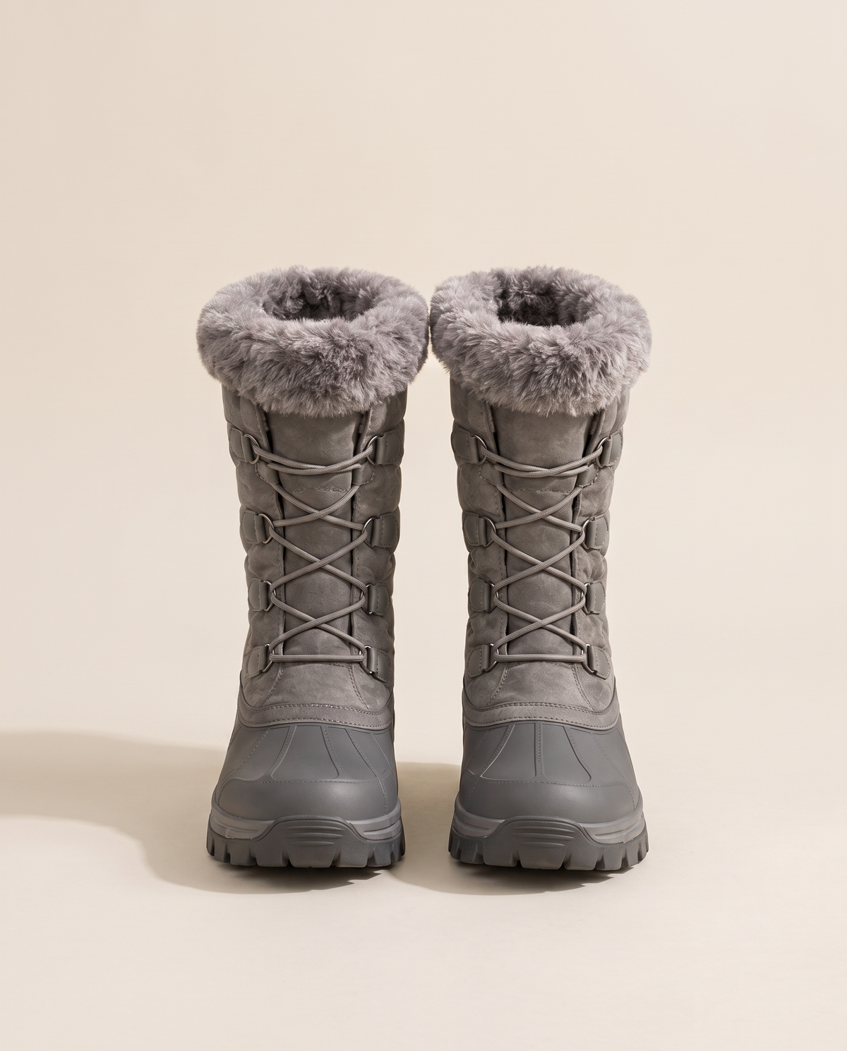 Women's Snow Boots with Plush Lining and Non-Slip Sole — grey, pair, studio