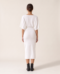 Harrow Sleek Batwing Sleeve Knit Midi Dress — studio back