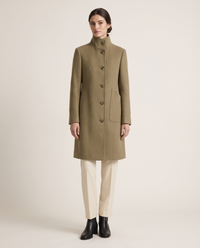 Women's Stand-Collar Coat with Deep Pockets — studio front