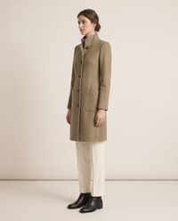 Women's Stand-Collar Coat with Deep Pockets — three-quarter view