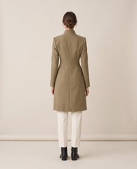 Women's Stand-Collar Coat with Deep Pockets — studio back