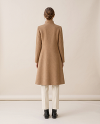 A-Line Coat with Stand Collar — studio back