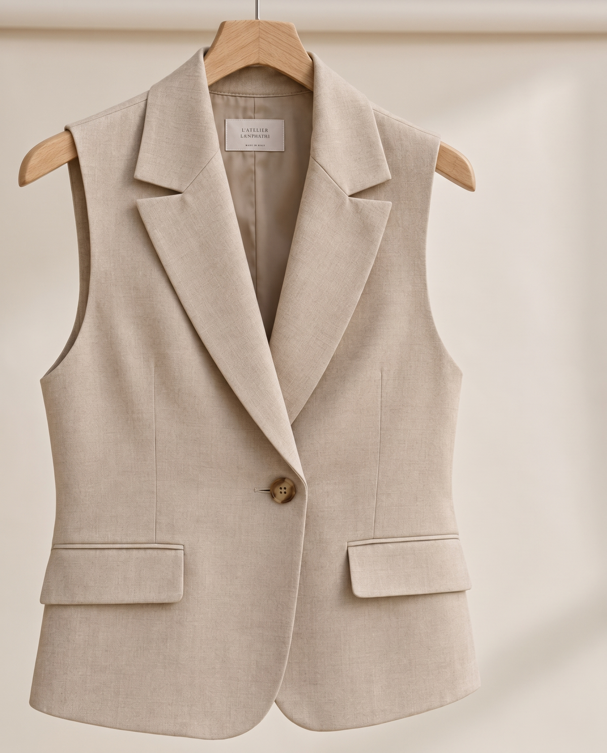 Fitzrovia Tailored Notch-Collar Blazer Vest — on hanger