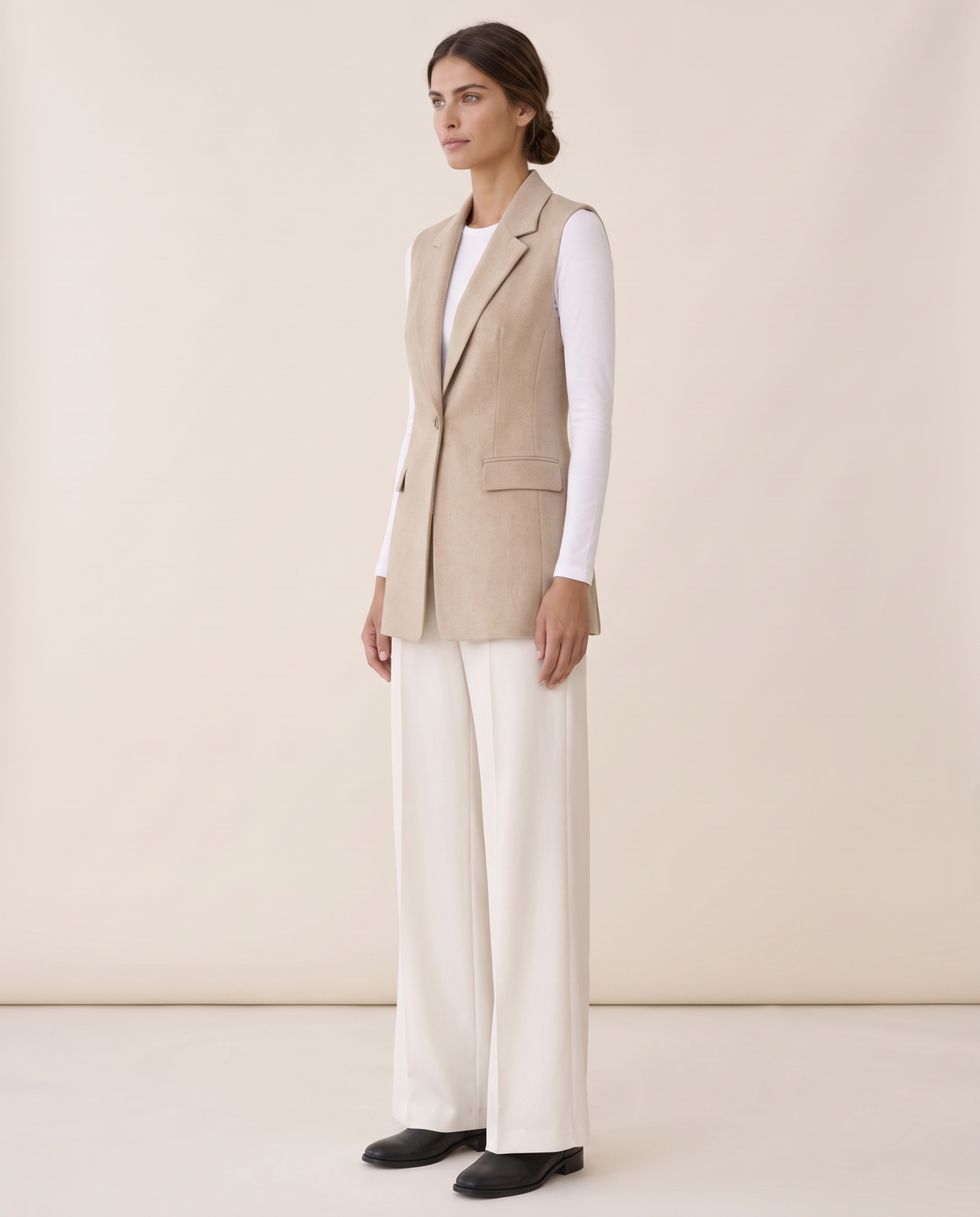 Fitzrovia Tailored Notch-Collar Blazer Vest — three-quarter view