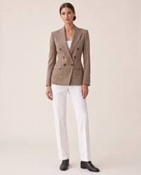 Quimper Tailored Plaid Peak Lapel Blazer — studio front