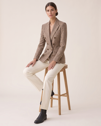 Quimper Tailored Plaid Peak Lapel Blazer — worn seated