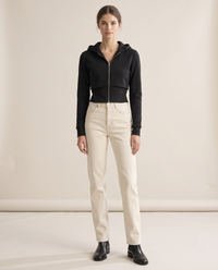 Double-Layer Hooded Zip Jacket — black, studio front