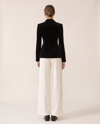 Eventide Elegant Velvet Single-Button Blazer — studio back