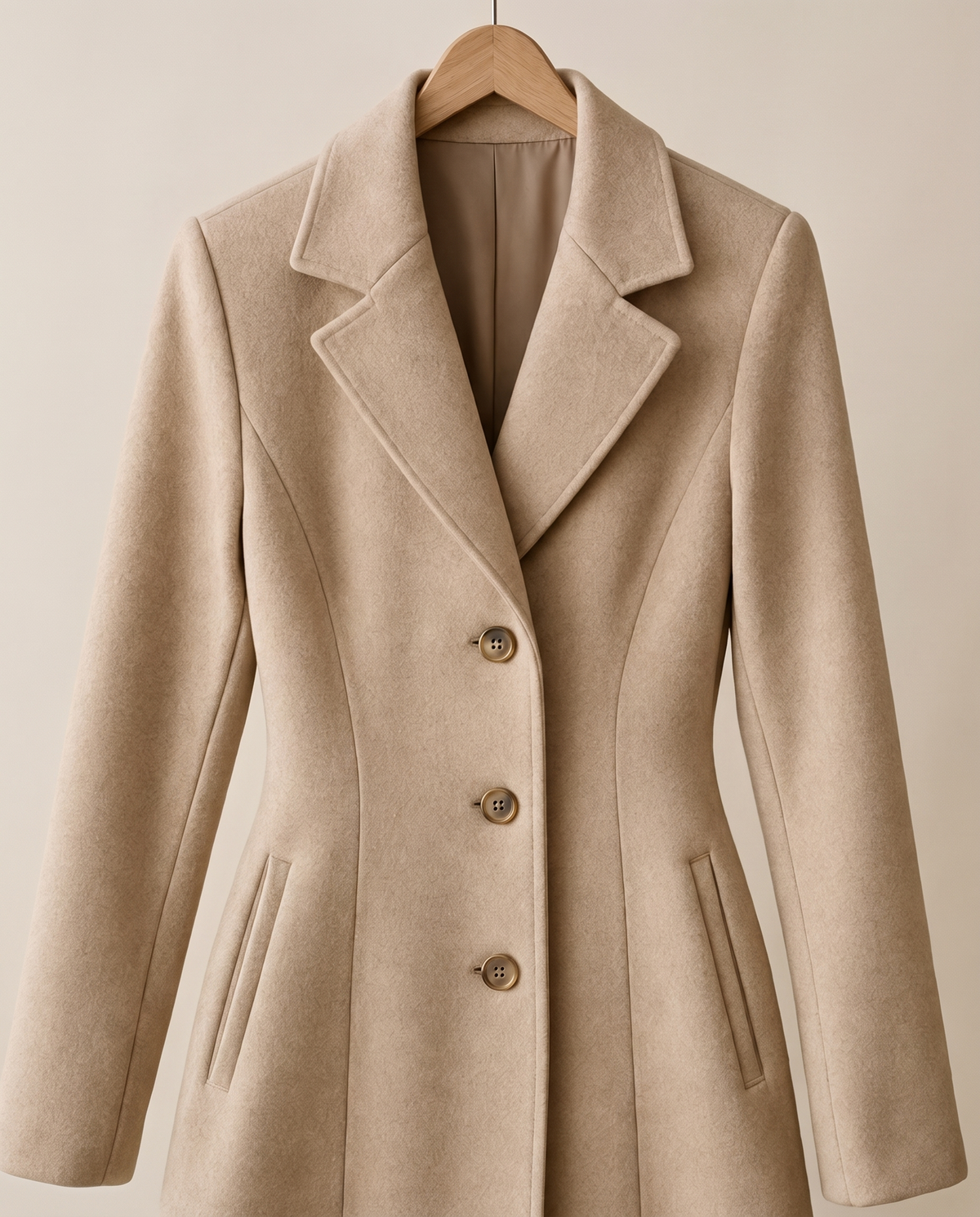 Long Tailored Coat with Flared Hem — on hanger
