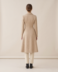 Long Tailored Coat with Flared Hem — studio back