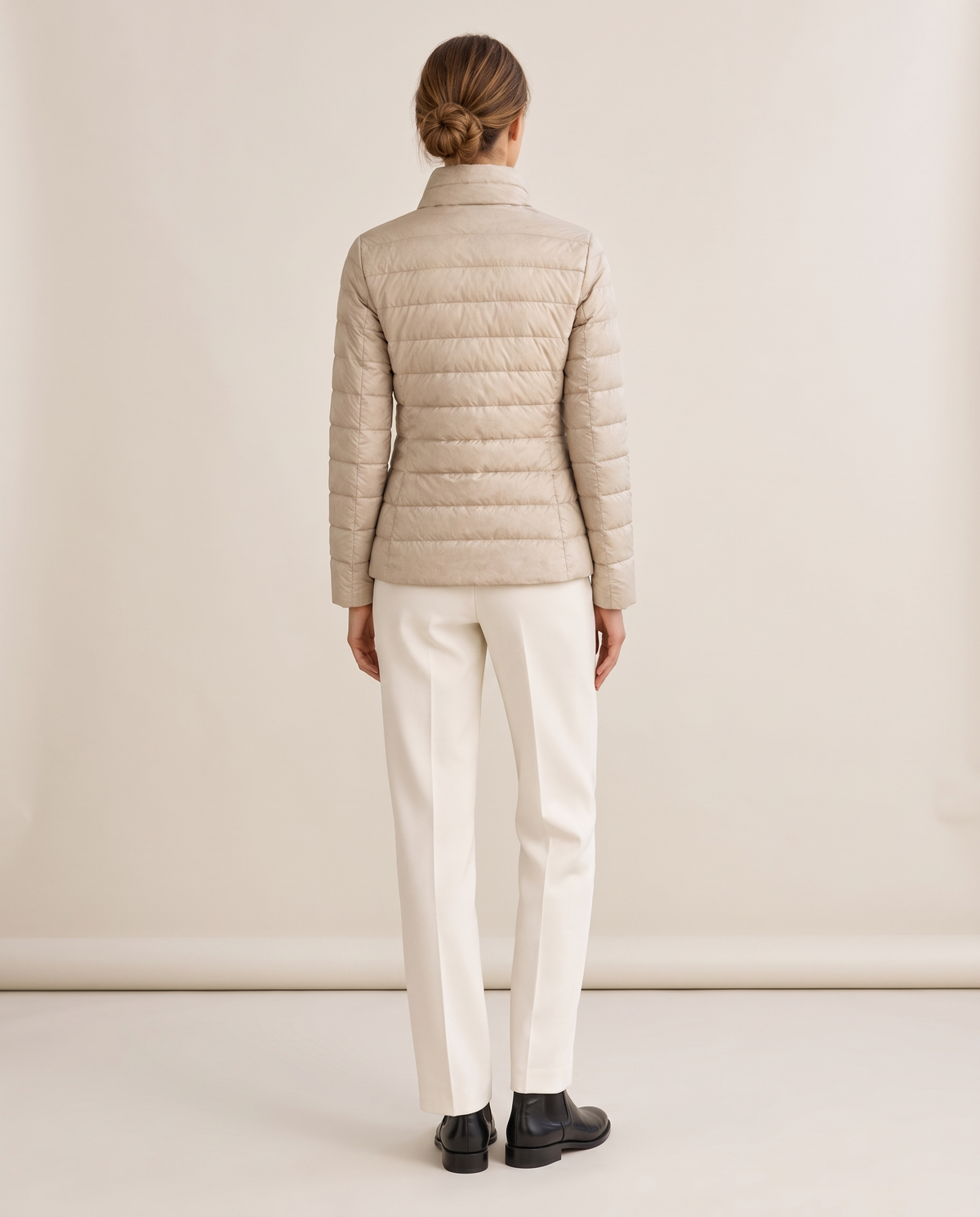 Lightweight Quilted Jacket with Stand Collar — studio back
