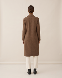 Straight-Cut Button-Front Coat for Women — studio back