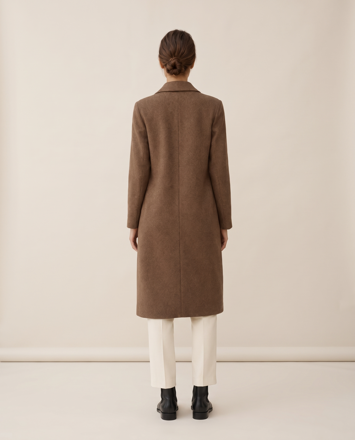 Straight-Cut Button-Front Coat for Women — studio back