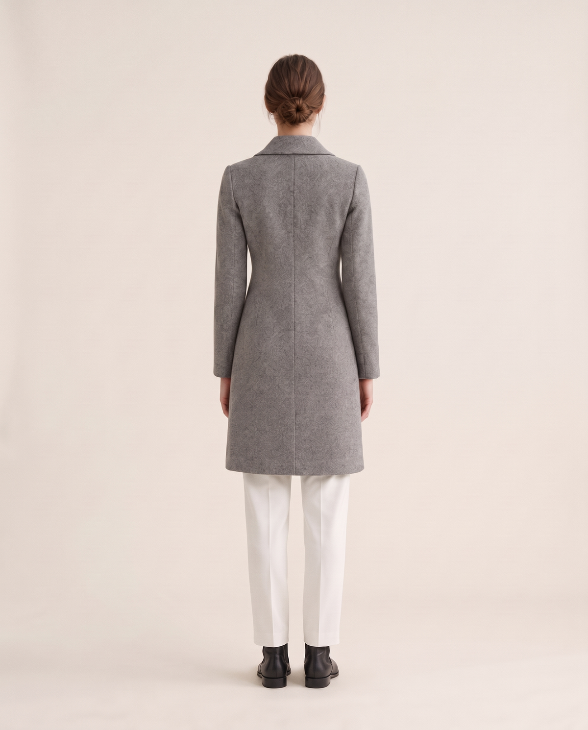 Wool-Blend Coat with Fold-Down Collar — studio back