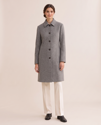Wool-Blend Coat with Fold-Down Collar — studio front