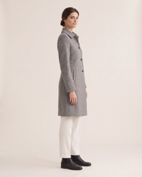 Wool-Blend Coat with Fold-Down Collar — three-quarter view