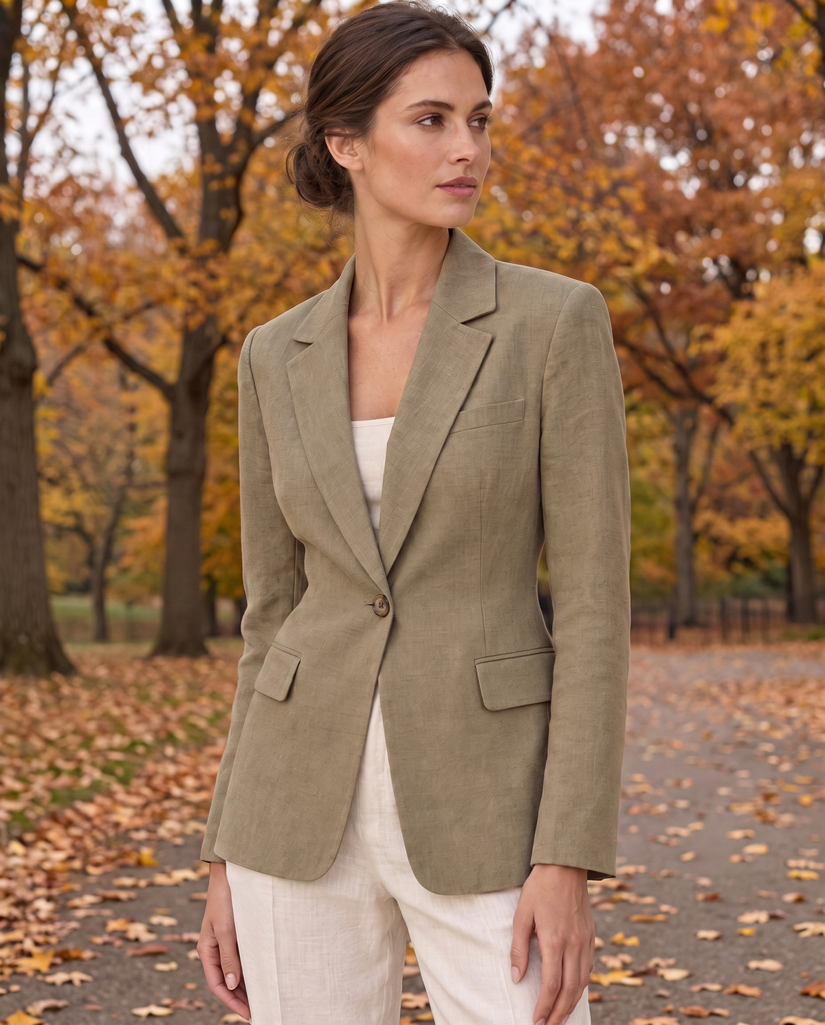 Taormina Lightweight Notched Lapel Blazer — worn in Central Park in autumn