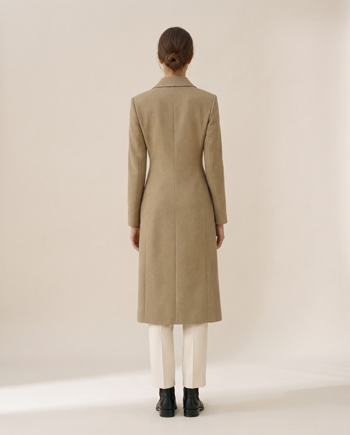 Slim-Fit Longline Coat for Women — studio back