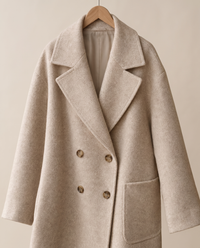 Oversized Double-Breasted Wool-Blend Coat — on hanger