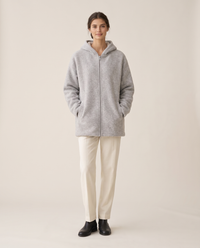 Oversized Hooded Fleece Jacket — studio front