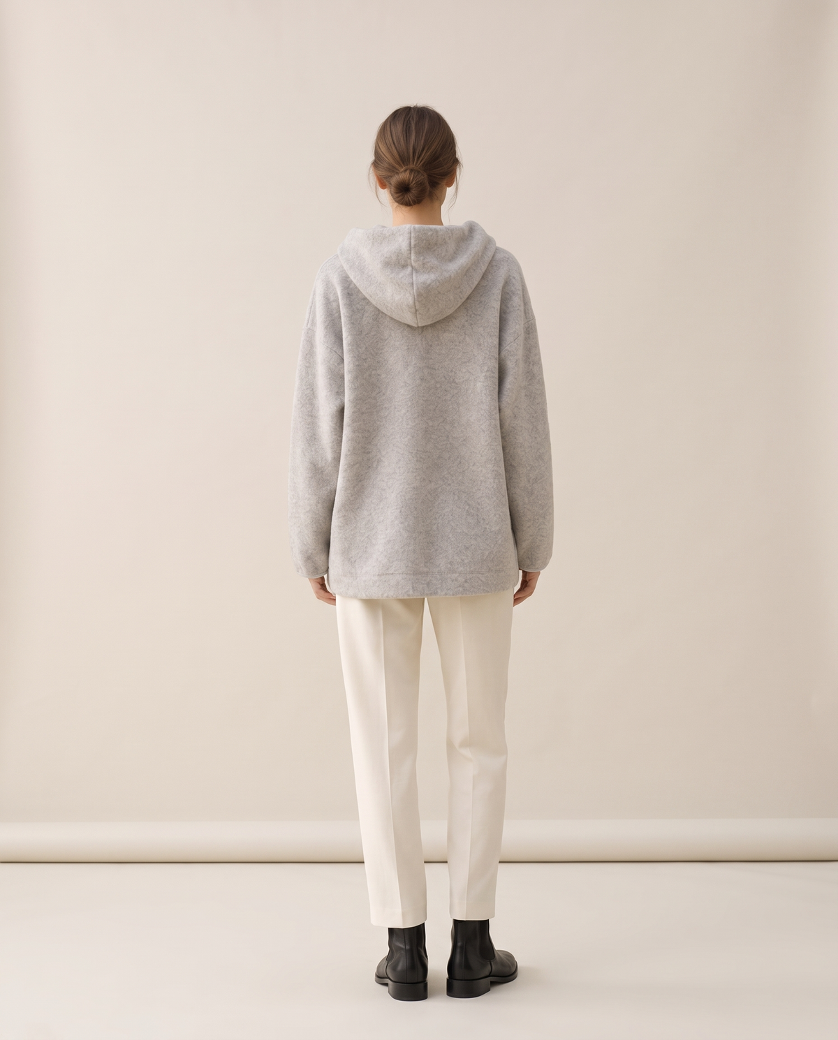Oversized Hooded Fleece Jacket — studio back