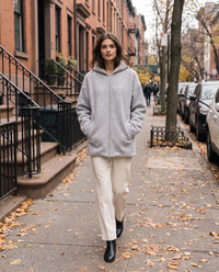 Oversized Hooded Fleece Jacket — worn on a New York street in autumn