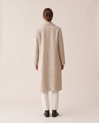 Long Double-Breasted Overcoat for Women — studio back