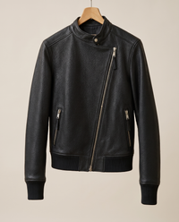Asymmetric Zip Moto Jacket for Women — on hanger