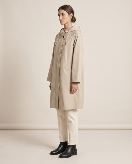 Oversized Hooded Raincoat for Women — three-quarter view