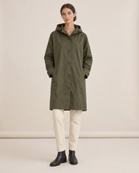 Oversized Hooded Raincoat for Women — olive, studio front