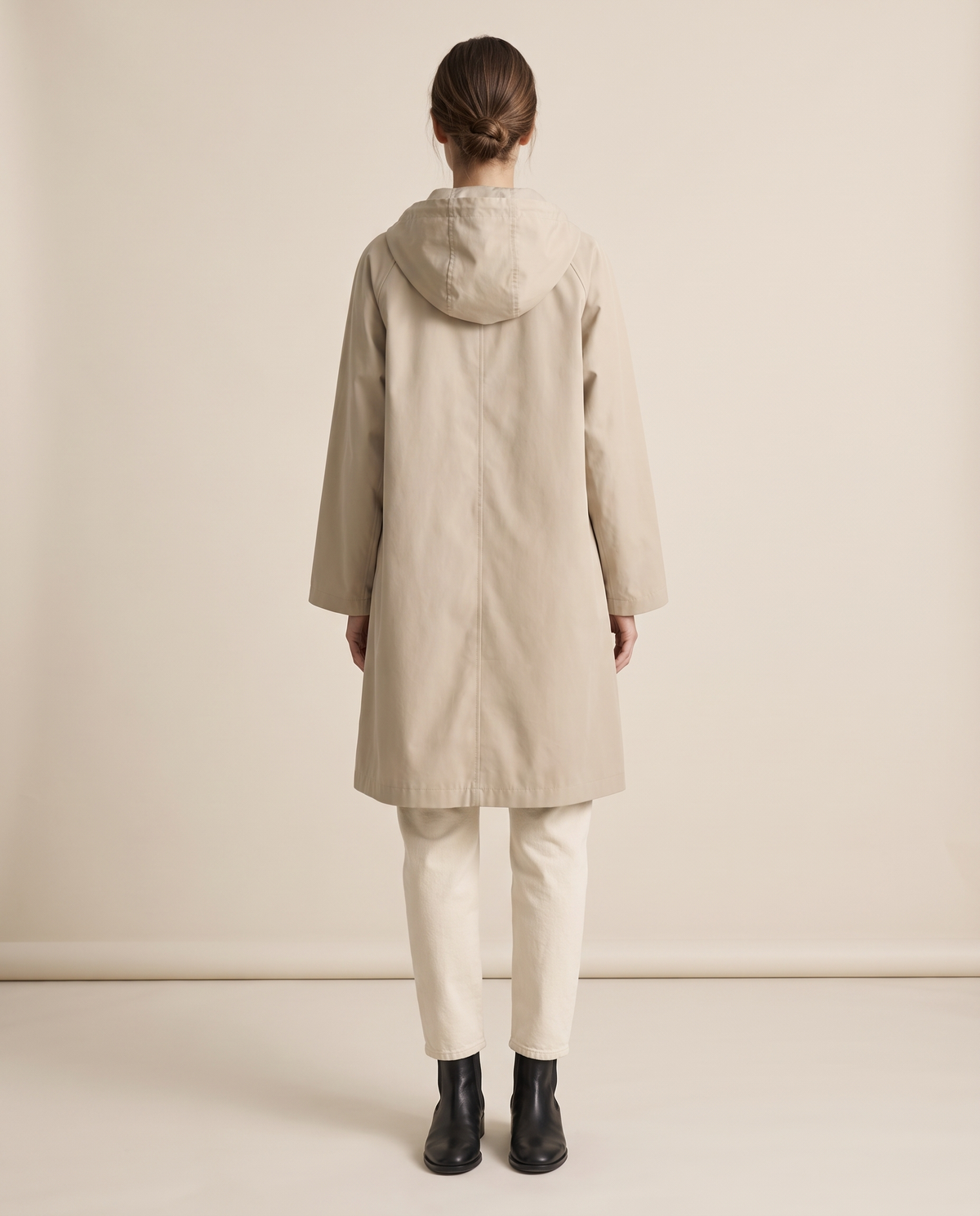 Oversized Hooded Raincoat for Women — studio back