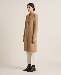 Tailored Wool-Blend Coat with Lapel Collar — three-quarter view