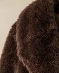 Cropped Faux Fur Coat with Shawl Collar — faux fur close-up