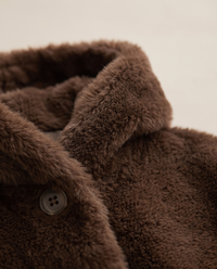 Hooded Faux Fur Longline Coat — faux fur close-up