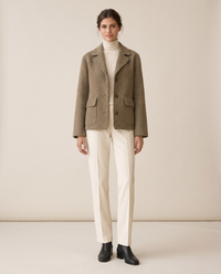 Short Wool-Blend Coat with Notched Collar — studio front