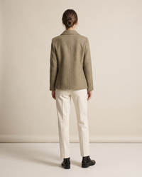 Short Wool-Blend Coat with Notched Collar — studio back