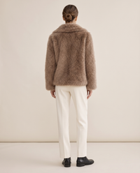 Thick Faux Fur Jacket for Women — studio back