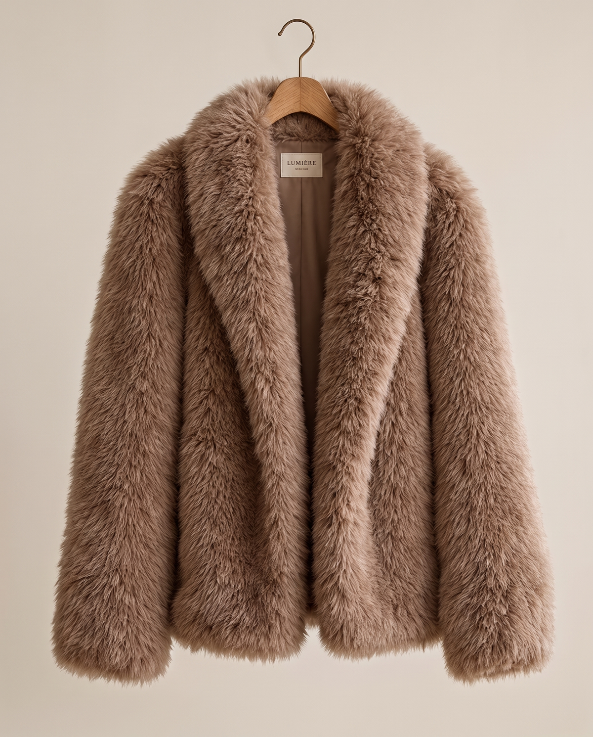 Thick Faux Fur Jacket for Women — on hanger