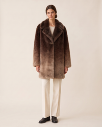 Oversized Gradient Faux Fur Coat — studio front
