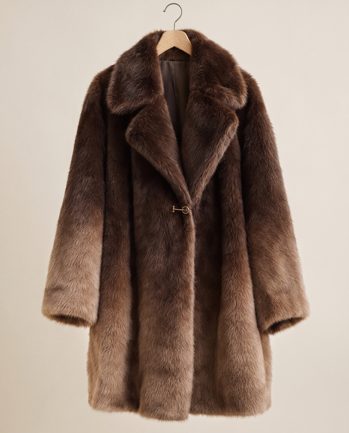 Oversized Gradient Faux Fur Coat — on hanger