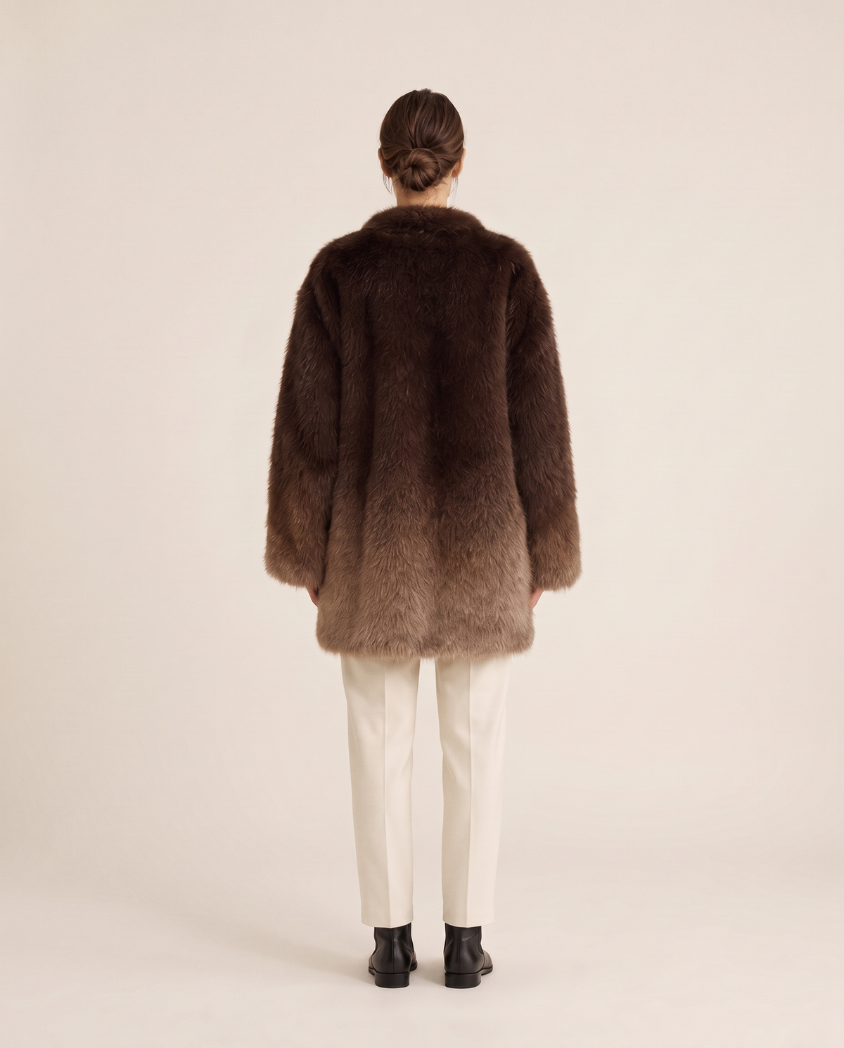 Oversized Gradient Faux Fur Coat — studio back
