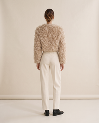Cropped Shaggy Faux Fur Jacket — studio back
