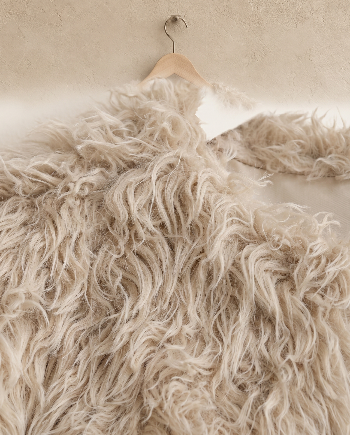 Cropped Shaggy Faux Fur Jacket — shaggy faux fur close-up
