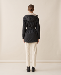 Fitted Waterproof Jacket with Sherpa Hood — studio back