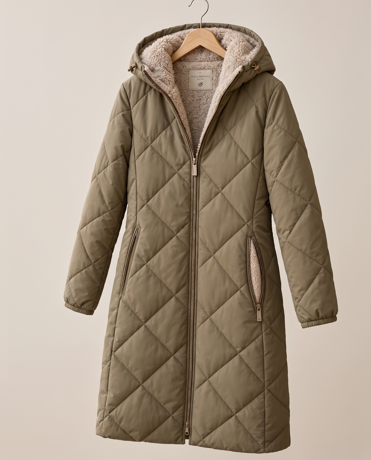 Waterproof Hooded Longline Winter Jacket — on hanger