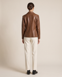 Soft Leather Jacket with Notched Lapel — studio back