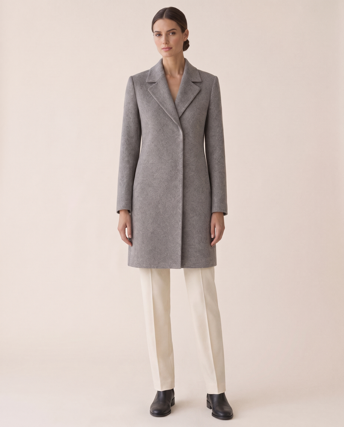 Double-Faced Wool Coat for Women — studio front